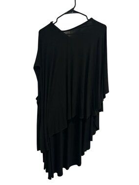Shawl Dawls One Size Black Asymmetrical Layered Poncho Dress Minimalist Cozycore
